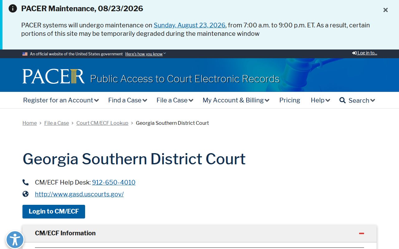 Evans County federal case search Statesboro Division