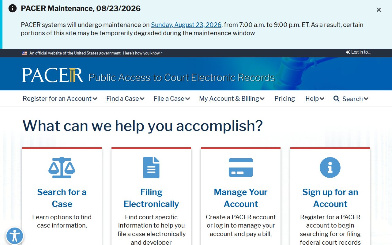 Evans County federal docket search PACER