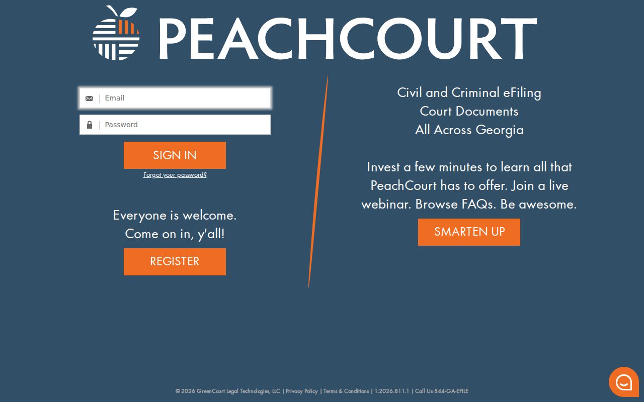 Evans County docket search PeachCourt account gate