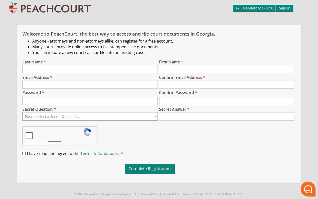 Evans County docket search PeachCourt registration