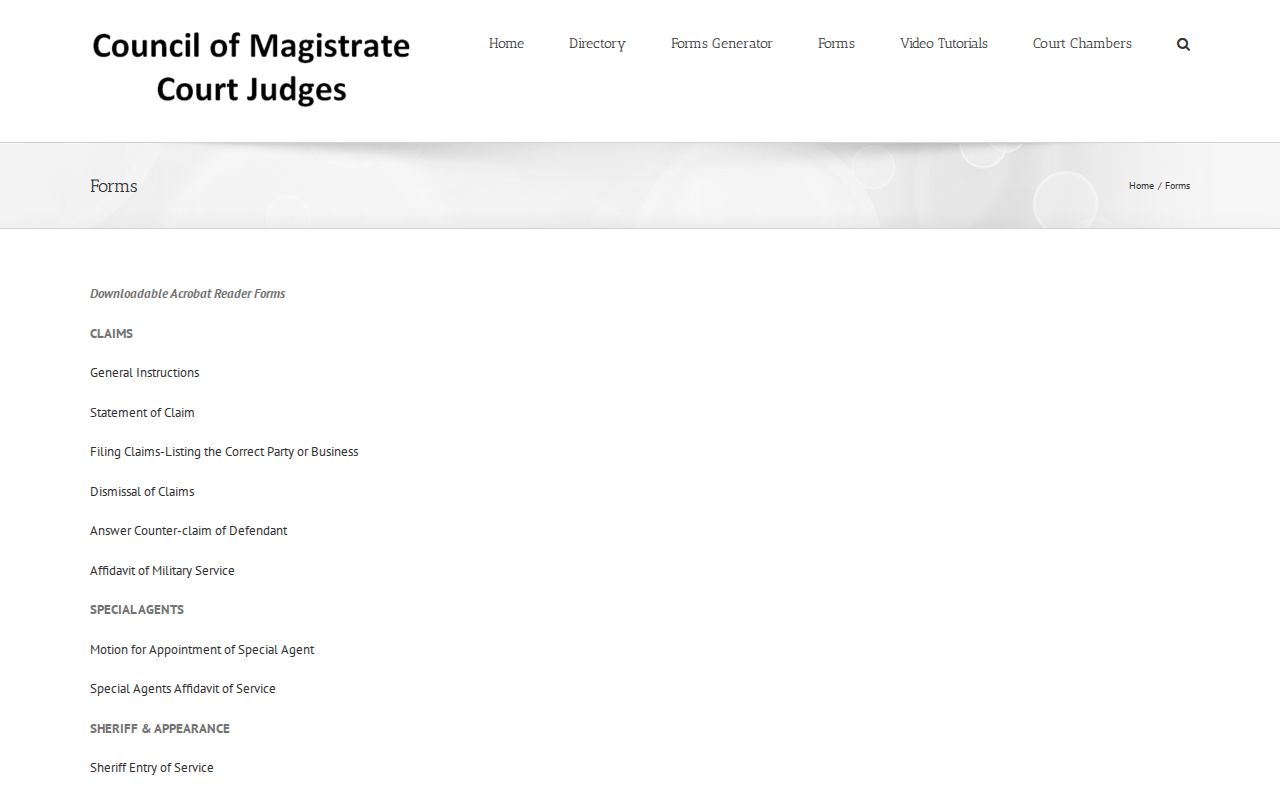 Evans County civil docket standard Magistrate forms index