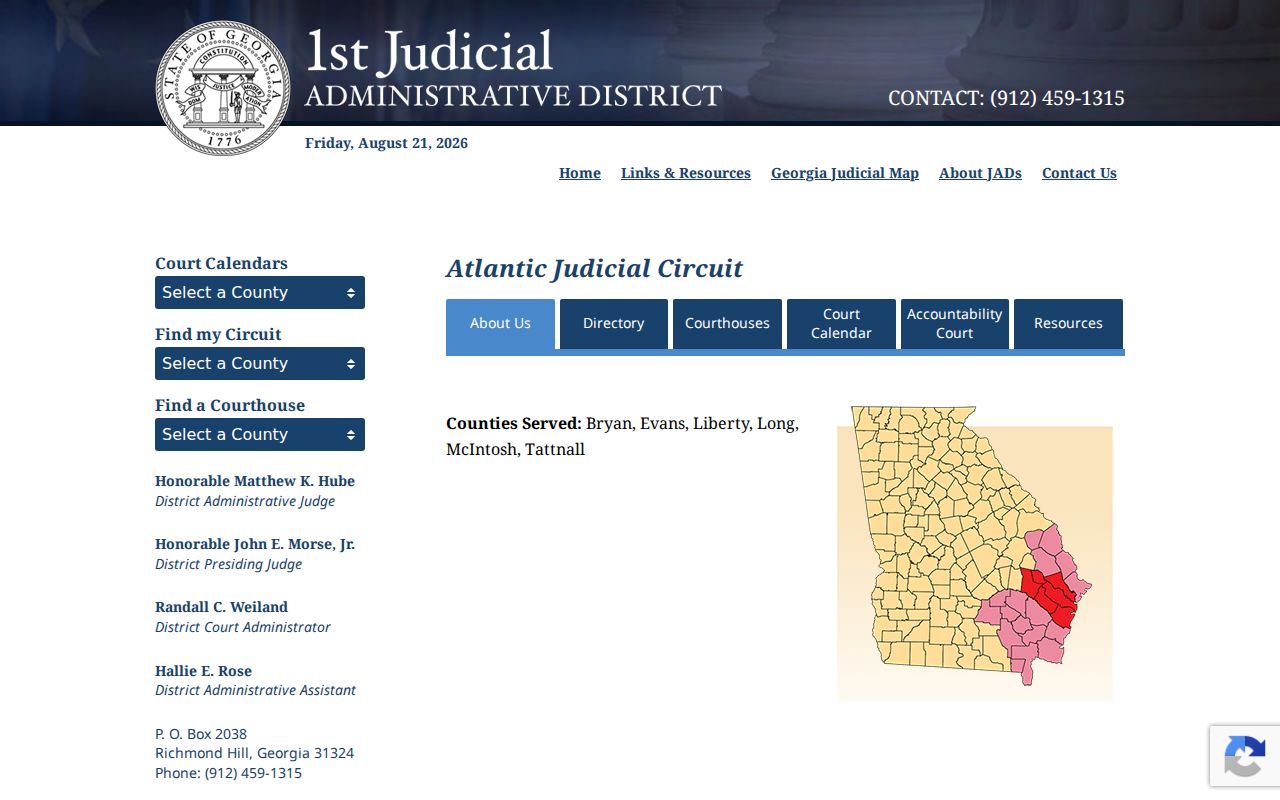 Evans County court schedule Atlantic Circuit calendar notice