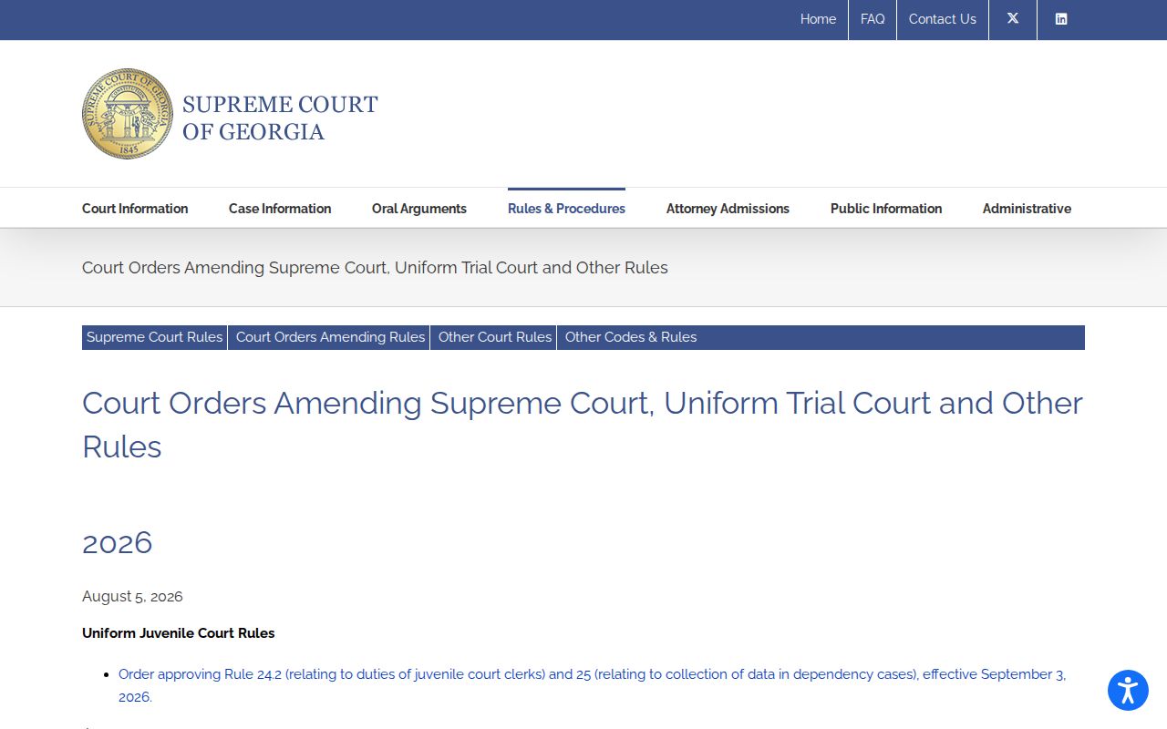 Evans County court schedule recent Georgia rule amendments