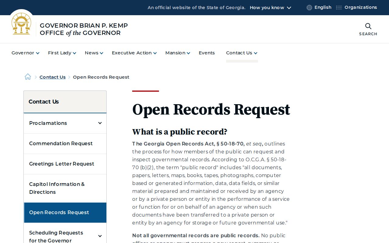 Evans County court records Georgia Open Records response guidance