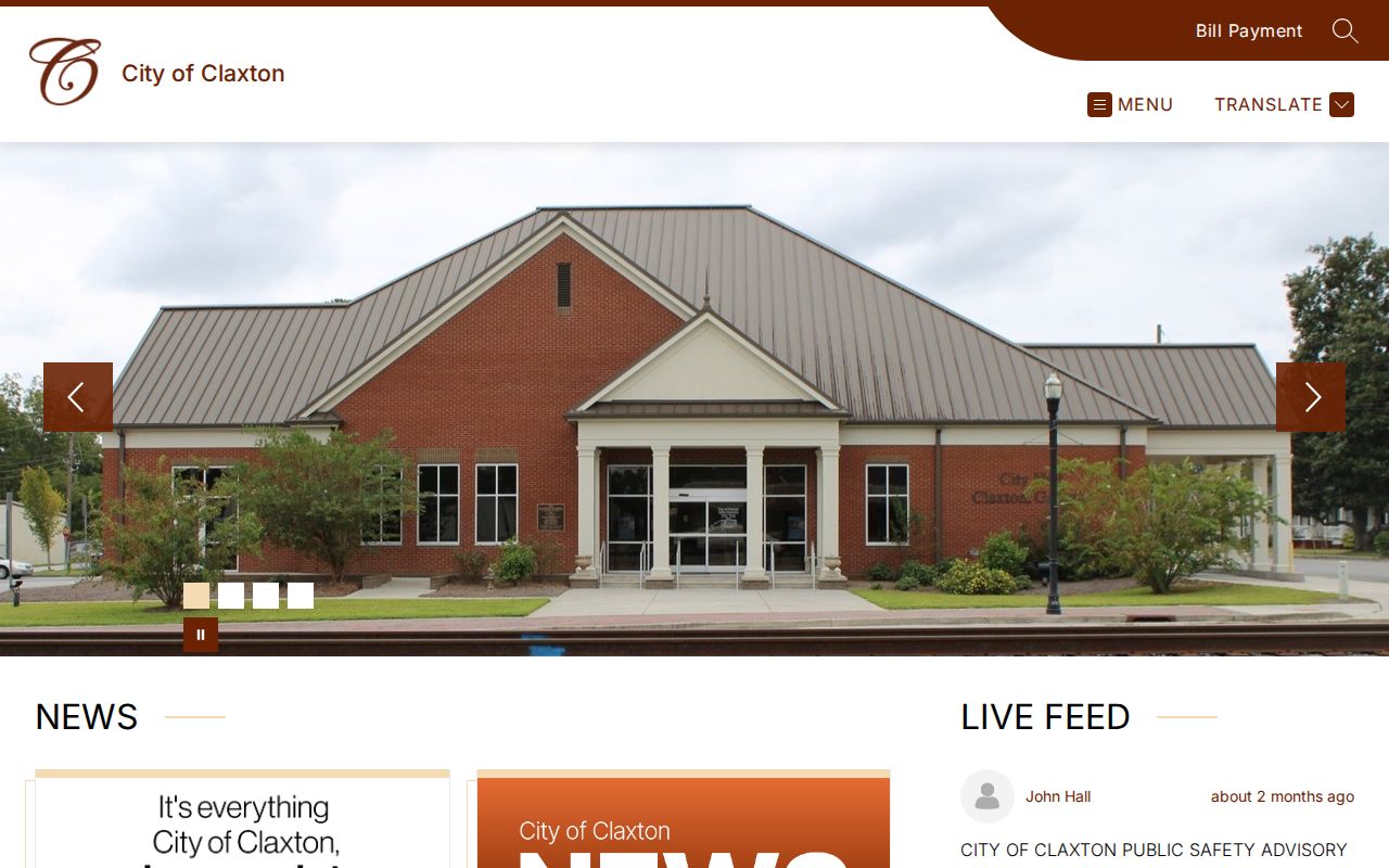 City of Claxton page for the municipal office route