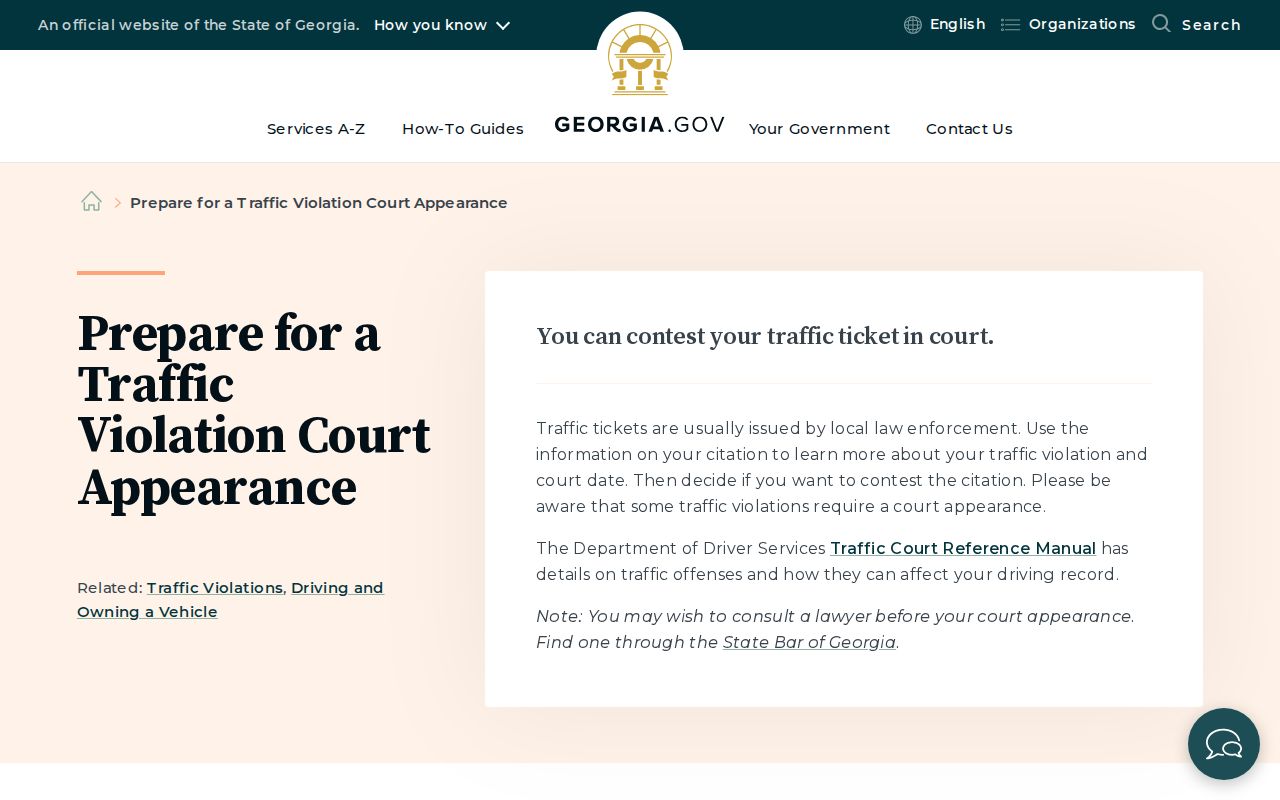 Evans County traffic court appearance and plea guidance